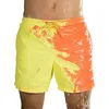 Zmieniający kolor mężczyźni Szybkie suche szorty na plażę kąpielową Spodnie ciepłe kolorowe przebarwie