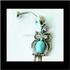 Bell Rings Drop Delivery 2021 D0696 (1) Owl Artikel Aquadot Color Navel -knapp Piercing Jewlery 1Dot6*11*5/8 Belly Ring Body Jewelry Haq7K