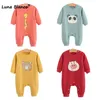 Niemowlę Noworodka 0-12m Odzież dziecięca Unisex Spring Bebe Baby Kombinezon Ruchy Bawełniane Boy Girl Długi Rękaw Ropmer Onsie G1221