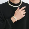 Fashion Men Chain Hip Hop Necklace 16/18/20/22/24inch 5A Cubic Zirconia Stone Necklaces Men's 7/8inch Bracelets Women Gold Plating HipHop Bling Bling Chains