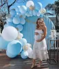 121pcs Macaron Pastel Bleu Blanc Or Chrome Ballon Arc Guirlande De Mariage Anniversaire Baby Shower Party Fond Décor Globos 210626