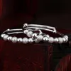 European Folk-custom 925 Sterling Silver Bangles For Women And Scrub Round Beads As Party Lovely Gift Bangle