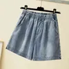 Verão Plus Size Denim Shorts Mulheres Moda Solta Calças Casuais Elásticas Cintura Alta Calças de Jeans Spodenki 9741 210508