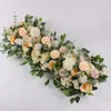 100 cm 50cm konstgjorda bröllopsblommor väggjärn båge bakgrund dekorationer fake silkes peony rose rad bord mittpunkt arrangerar 220311