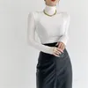 Aankomst Solid Warm Thicken Mode Vrouwen Grote Maat Casual Basic Korea Korte Minimalistische Slanke Tops T-shirt 210421