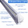 8ft carport LED verlichting industriële platte winkel licht buis armatuur T8 geïntegreerde lamp, 8 voet verlaagd plafond hangers koppelbare lampen, V-vorm 144W 150W 72W Strip Bar OEMLED