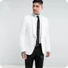 Mäns kostymer Blazers 2021 Anpassad vit Singelknapp Sjal Lapel kostym Groom Bröllop Formell Tuxedo Slim Prom Party 2 stycken (kappa + byxor