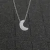 Pendant Necklaces 10Mm Moon Shape Opal Stone Necklace Stainless Steel Gold Chain Collar Jewelry Girlfriend Gifts 4 Colors