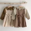 Koreaanse Japan stijl zomer baby meisjes jurken peuter kinderen meisje prinses linnen kleding casual mode 210429