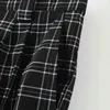 Casual Plaid Harem Pants Women Zipper Baggy Fashion Trousers Lady Pleated Full Length Leisure Black Color Bottoms Pantalon Femme 210515