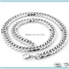Chains Necklaces & Pendants Jewelry9/13/15Mm Mens Fashion Cool Sier Stainless Steel Bling Curb Necklace Chain 8"-40" Top Quality1 Drop Deliv