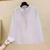 Chemise blanche en coton décontracté pour femmes automne coréen à manches longues cardigan chemisier solide plus taille dames hauts 11231 210508