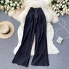 DEAT Women Zipper High Waist Split Midi-long Pants Arrivals Temperament Fashion Spring Summer 11D1551 210709