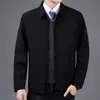 Märke Mäns Enkla Solid Färg Jacka Spring Coat Middle Aged och Old Casual Lapel 210923