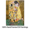 Wall Art Oil Painting the Kiss Gustav Klimt Canvas Reproductie Portret Woman Artwork Modern Gold Badkamer Office Romantisch huis Decor