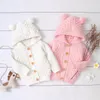 Детские свитера для малышей младенцы мальчики для девочек вязаная одежда одежда милая детская детская капюшона с ухой зимой теплый кардиган