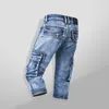 Aboorun Summer Mäns Cargo Denim Shorts Militär Multi Fickor Biker Korta Jeans för Man X1358 x0628