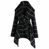 Women's Jackets Autumn Winter Jacket Turn Down Collar Coat Belted Wool Blend Asymmetric Hem Wrap Solid Color D3