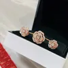 2022 New Fashion Party Pure 925 Sterling Jewelry Donna Oro rosa 3 Fiore Polsino Anelli regolabili Gioielli da sposa Marchio di lusso3678010