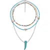 Hängsmycke Halsband Boho Rainbow Små pärlor Choker Halsband Fashion Star Pearl Turkos Kedja för kvinnor DIY Handgjorda smycken