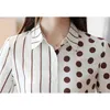 Langarm Polka Dot Büro Hemd Frauen Mode Frühling Elegante Chiffon Bluse Taste Gestreiften Koreanische Tops 7185 50 210521