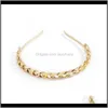 Drop Delivery 2021 Simple Gold Twist Chain pannband Fashion Hollow Alloy Hair Bands for Women Wash Scrunchies smycken Tillbehör Partihandel