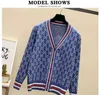 Fashion V-neck long-sleeved cotton knit sweaters women cardigan loose casual jacket sweater women's clothing S-4XL size