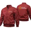 National Geographic Bomber Jaqueta Homens Casual Windbreaker Jaqueta Jaqueta Homens Piloto Ar Espesso Piloto Jaqueta Moda Casaco de Motocicleta 211009