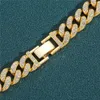 13 мм Cuban Link Chain Gold Silverated Cleiged Out Full Rhinstone Bling Chils для мужчин