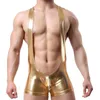 Unterhose Männer Faux Leder PU Sexy Unterhemd Jockstrap Wrestling Singlet Boxer Jumpsuit Hosenträger Unterwäsche Riemen Bodysuit Trotard