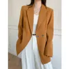 Kadın Blazers Ceket Bahar Moda Turuncu Rahat Temel Suit Ofis Bayan Kadın Giyim Tops 210608