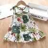 Petite fille robe gilet coton impression florale avec dentelle princesse enfant Mini décontracté sans manches princesse vêtements G1129