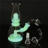 Glow in the dark bécher design silicone fumer conduites d'eau narguilé filtre incassable verre bong dar rig