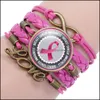 Bracelets de charme Bijoux Ruban Cancer du sein Sensibilisation au cancer du sein pour les femmes Faith Hope Curiez-vous Croire Brûler Mode Inspirational Drop Livraison 2021 2IG