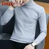 Zongke Cienki biały Turtleneck Mężczyźni Sweter Sweter Mężczyźni Odzież Koreański Mężczyźni Turtle Neck Zimowe ubrania M-3XL 210818