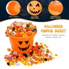 6pcs Halloween Trick Or Treat Pumpkin Bucket Candy Holder Pail Party Favor Basket With Handle Party Decoration Supplies
