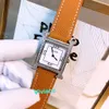 26mm 와이드 패션 레이디 스퀘어 시계 정품 가죽 유명한 브랜드 로고 손목 시계 여성 36912 번호 다이얼 지르콘 시계