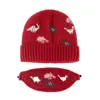 3 pcs bebê quente inverno chapéu lenço de máscara de rosto conjunto de malha dinossauro jacquard beanie 87hd