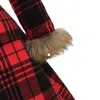 Women's Wool & Blends Autumn And Winter Plaid Long Padded Jacket Hooded Fur Alloy Buckle Slim Woolen Bery22