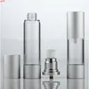 30 ml 50 ml airless parfum fles cosmetische vacuüm kolf zilveren pomp hoge kwaliteit emulsie essence fials f20171040High qit