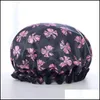 Bonnets de douche Accessoires de salle de bain Bain Maison Jardin Satiné Double couche Shampooing Cap Soins des cheveux Résistant à l'huile Imperméable à l'huile Dames Adt Farmh