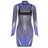 Casual Dresses Women Two-piece Clothes Set Dress, High Neck See-through Bodycon Dress And Long Sleeve Bolero, S/ M/ L
