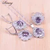 Ensembles de bijoux de mariage Risenj couleur argent violet CZCrystal Costume ensemble de mariée pour les femmes bague collier boucles d'oreilles Bracelet