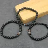 Cadeia de link 2pcs/ set homens pulseiras naturais lava stone bacelete lunstone labiratorite para casais jóias machos pulseira intere22