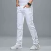 Mode Streetwear Soft White Denim Pantalon Hommes Baggy Jeans Slim Fit Pantalon Classique Travail d'affaires Casual et Simple Jeans Homme 211120