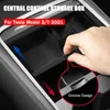 For Tesla Model 3/Y 2021 Car Central Storage Box Armrest Organizer Container Flocking Console Tray Holder Interior Accessories