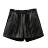 Plus Size Dames Herfst Winter Shorts Wide-Legged Losse-passende Dun Lederen Dames UK253 210507