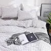 Plaid Stripes Comfortable Polyester Bedding Set Printing Sanding Duvet Cover Set, 1pc Duvet Cover + 1/2pcs Pillowcases 211007