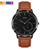 トップブランドアナログクォーツメンズウォッチSkmei Black Minimalism Classic Man Wristwatch Vintage Leather Band Fashion Clock Male 1203K