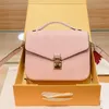 Postman's Bag Travel Bags Classic Handbag Fashion Genuine Leather Plain Hasp Hardware Buckle Removable Shoulder Strap Letter Printing Pink